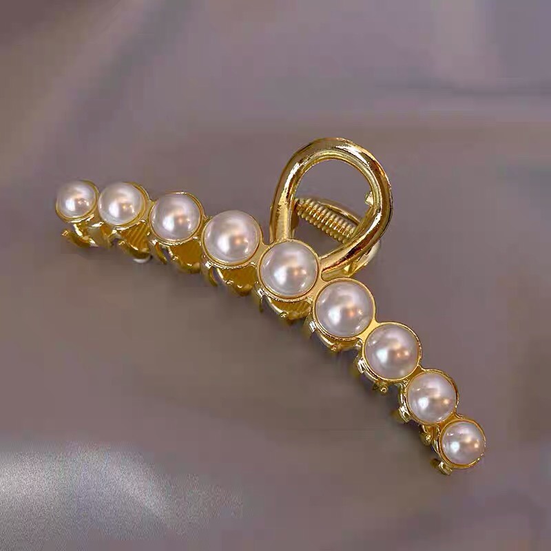 Kẹp tóc Hàn Quốc đính đá Aikimo cặp búi tóc càng cua kim loại sang chảnh xinh xắn cho nữ hottrend KD11cm