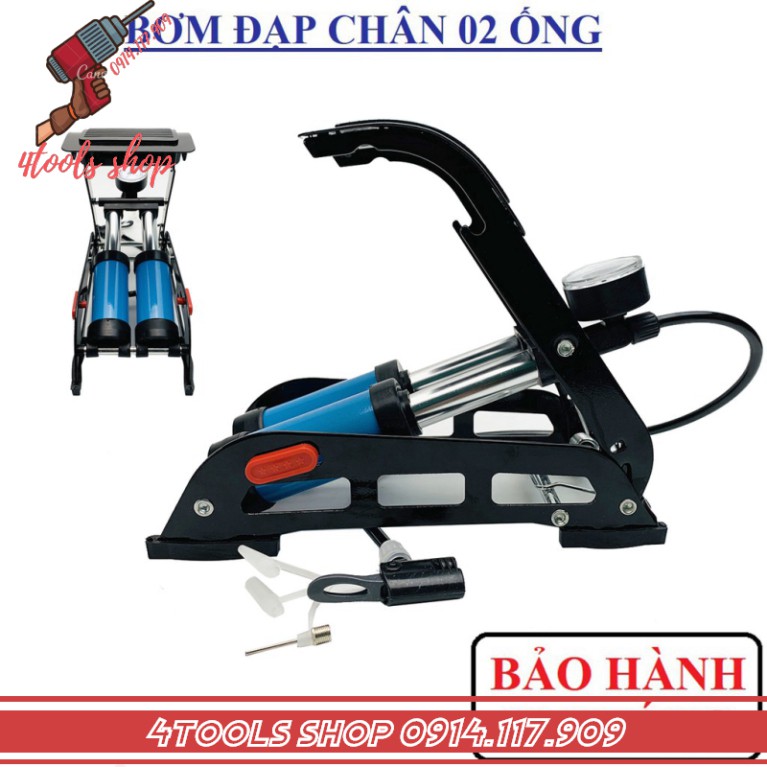 Dụng cụ bơm hơi bánh xe - Bơm đạp chân 2 piston đa năng