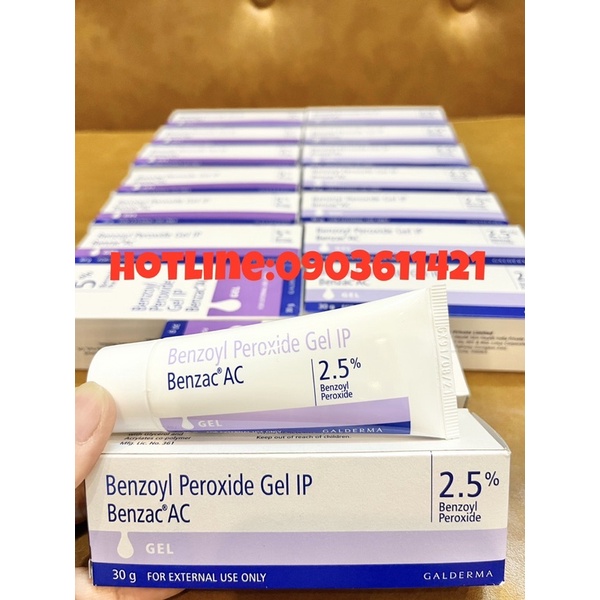 Gel Benzoyl Peroxide 2.5% &amp; 5% loại bỏ mụn,mụn viên,mụn bọc,sưng mụn,mụn đầu đen 20ml.