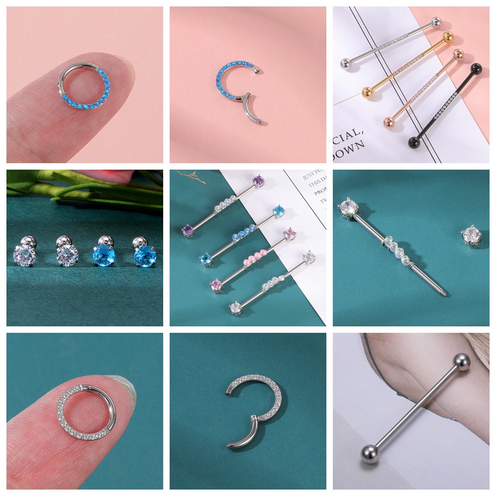1 Bộ Khuyên Tai Bằng Thép Không Gỉ Đính Đá Thời Trang