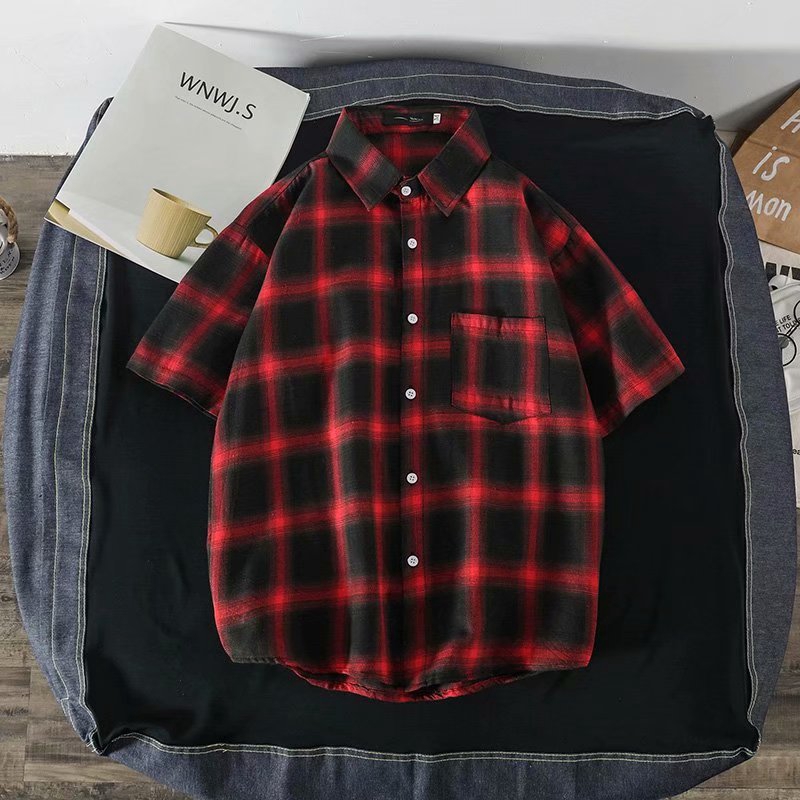 Fashion Plaid Short Sleeve Men's Shirt