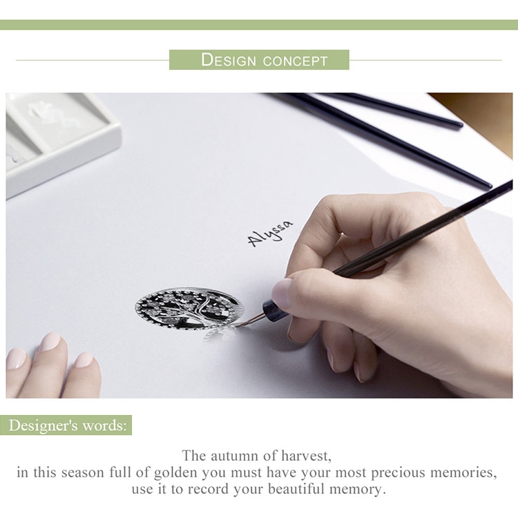 Phụ Kiện Trang Sức Bamoer SCC219 Bạc 925 Hình Cây Sự Sống Cho Vòng Đeo Tay