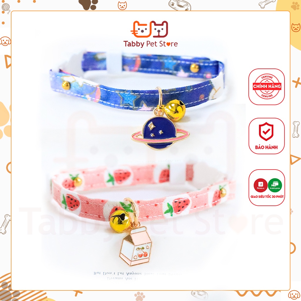 Vòng cổ chó mèo đính chuông họa tiết thổ cẩm cao cấp siêu cute - Tabby Pet Store