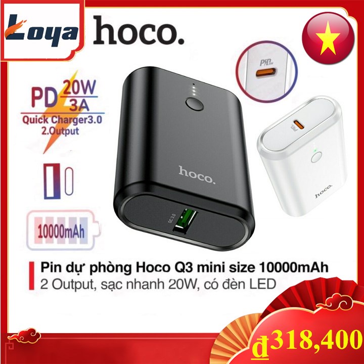 Sạc Dự Phòng Hoco Q3 Chính Hãng Xạc Dự Phòng Hoco Sạc Dự Phòng 10000mAh PD 20W Tích Hợp Sạc Nhanh PD+ QC3.0 - Bảo Hành