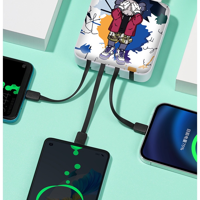 Sạc dự phòng họa tiết Gấu Brick Bear 20000mAh Sạc nhanh 2.1A Hỗ Trợ Sạc 4 Thiết Bị Cùng Lúc