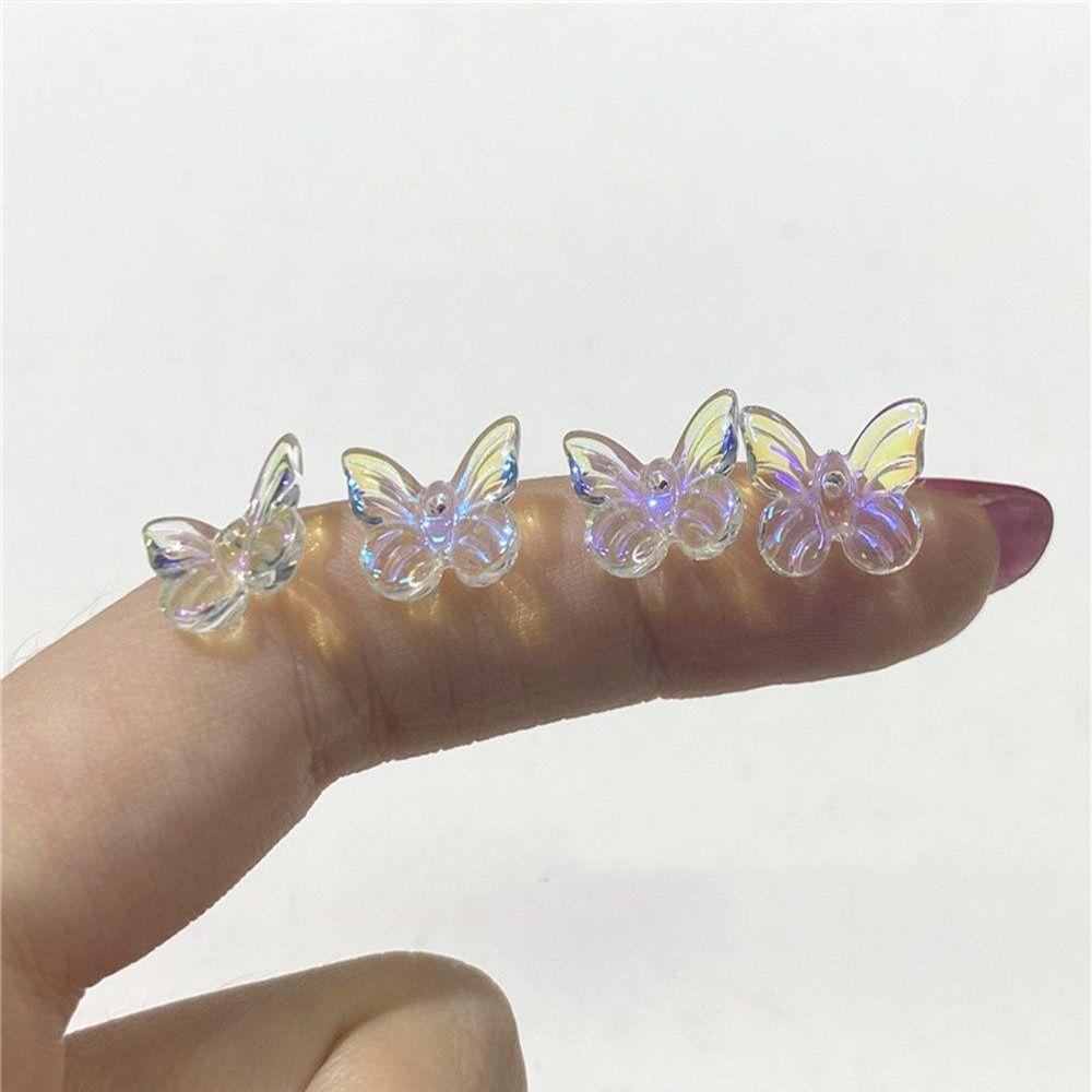 BORAG Set 100 Hạt Thủy Tinh Nhiều Màu Sắc Hình Bướm Làm Trang Sức Thủ Công Kính