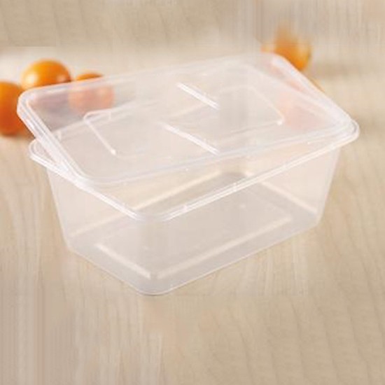 Hộp nhựa đựng thực phẩm hình chữ nhật 1000ml có nắp đậy, có thể quay lò vi sóng