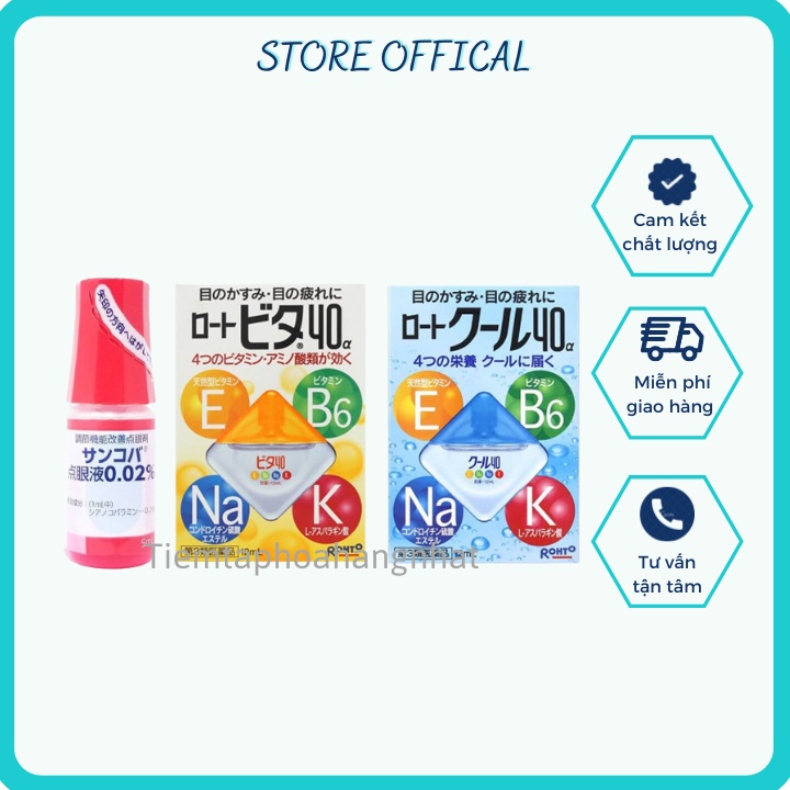 Nhỏ mắt Rohto Vitamin Nhật Bản 12ml chống khô mắt, mỏi mắt - Nhỏ mắt Sancoba cải thiện thị lực cho mắt cận thị