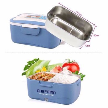 hộp đựng cơm chefman ruột inox cao cấp thiết kế cắm điện hâm nóng cơm và thức ăn tự động (tặng túi đựng, bảo hành 2 năm)
