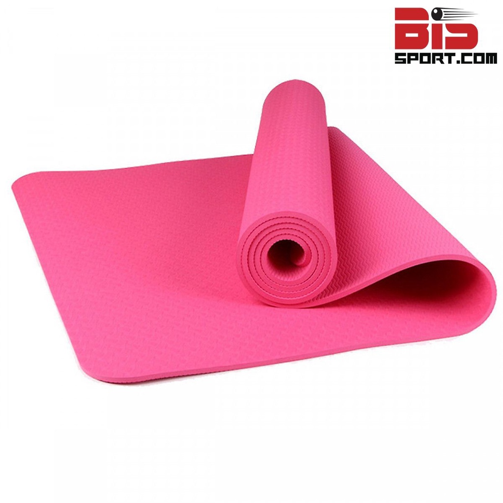 Thảm Tập Yoga TPE dày 8mm Chống Trượt - Thảm Tập Thể Dục, Gym  - tham tập yoga- Cực Êm, Bám Dính Sàn - Màu Hồng