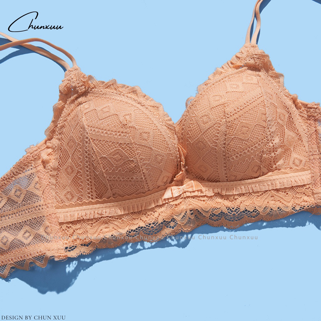 Áo lót nữ ren hoa nâng ngực gợi cảm ChunXuu, thiết kế không gọng có lỗ thông hơi có dây đai điều chỉnh -AV26