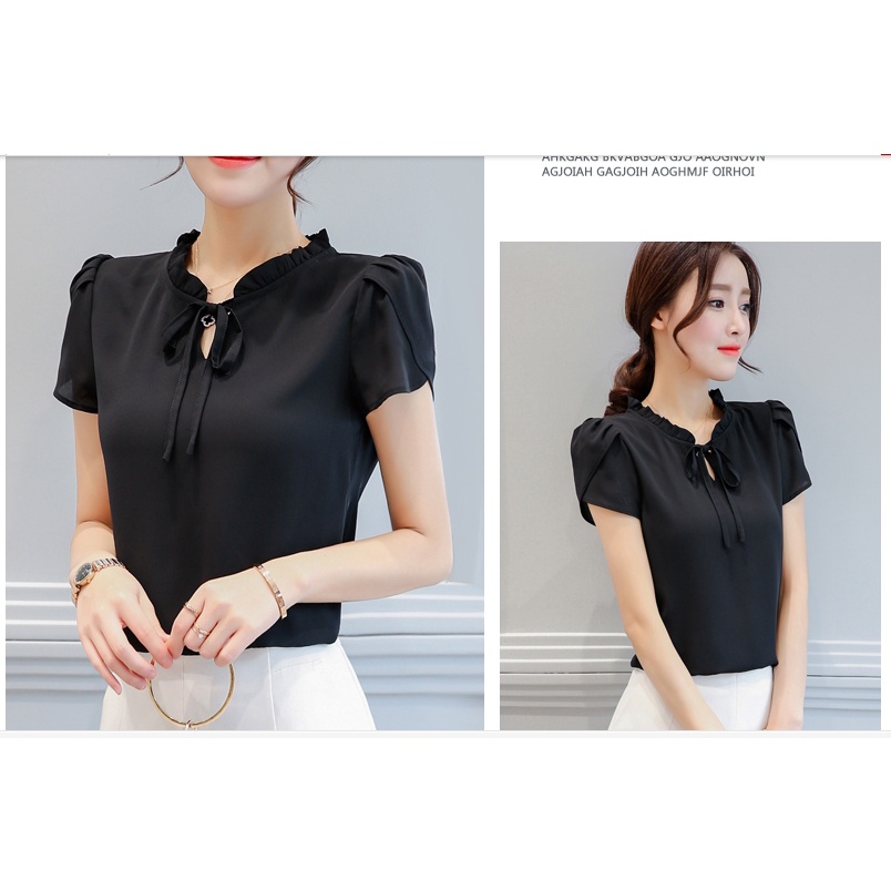 Áo chiffon Tay Ngắn Màu Trơn Dáng Rộng plus size Thời Trang Mùa Hè Cho Nữ