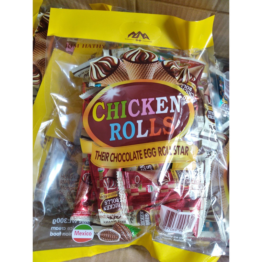 Bánh ốc quế socola kem Chicken Rolls  - Date T12.23