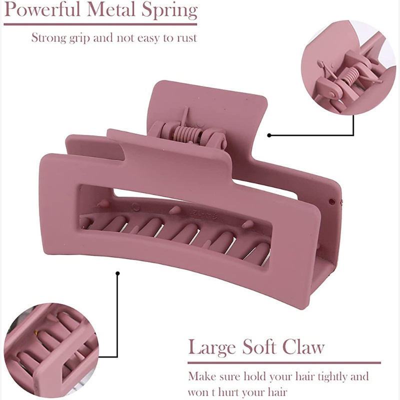 Set 5 Kẹp Tóc Càng Cua Màu Nhám Đơn Giản Chống Trượt