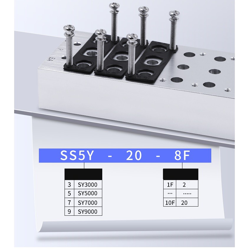Đế van SS5Y5-20-02 SS5Y5-20-03 SS5Y5-20-04 SS5Y5-20-05 SS5Y5-20-06 sử dụng cho van điện từ SY5000 SMC
