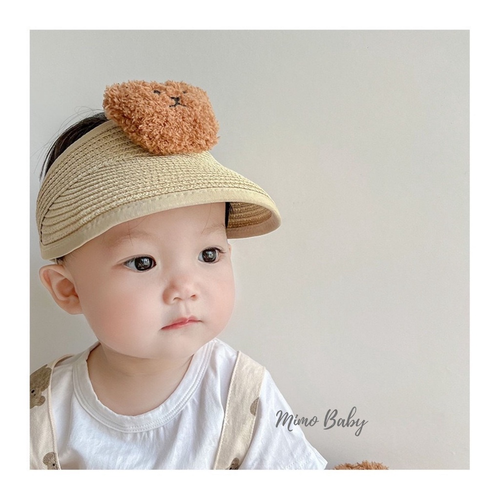 Mũ nón cói nửa đầu đính gấu bông xù đáng yêu cho bé 6m-7y Mimo baby MH109