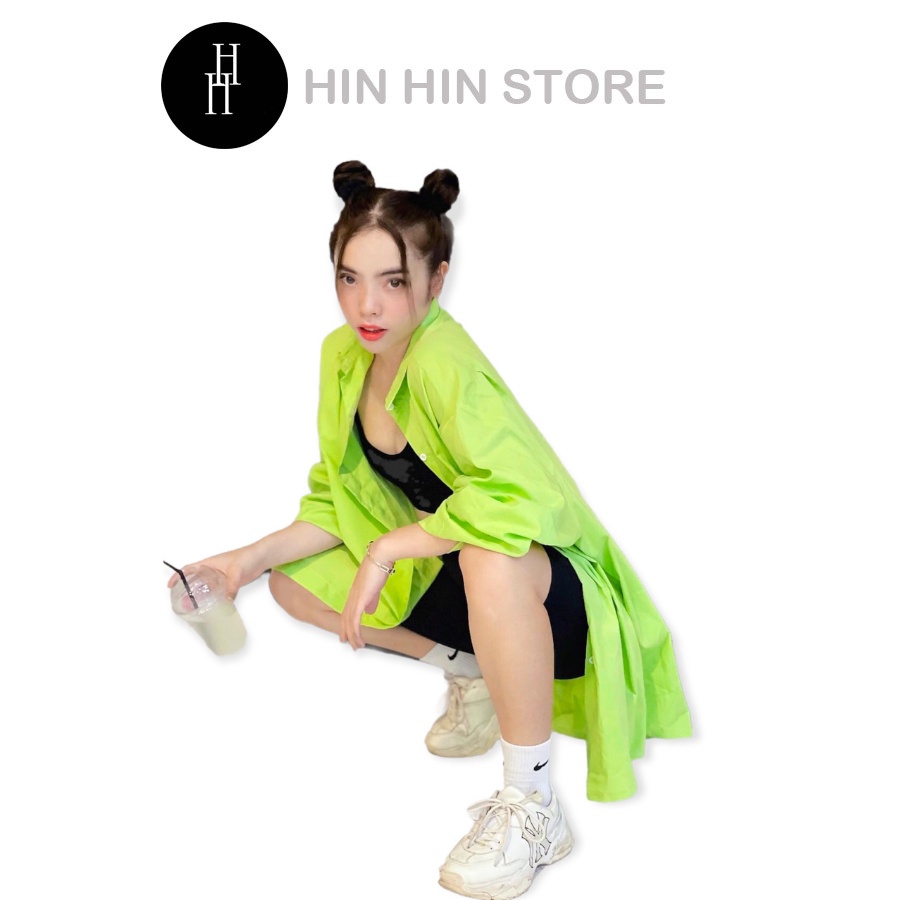 Áo sơ mi form rộng xanh NEON HAF45 Hin Hin Store