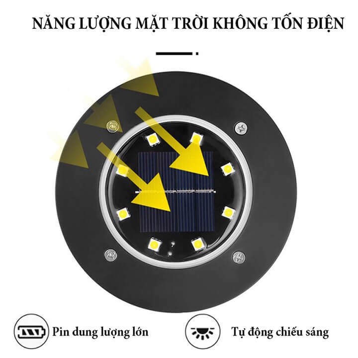 Đèn Năng Lượng Mặt Trời Sân Vườn Cắm Cỏ Trang Trí Nhà Vườn, Lối Đi, Tiểu Cảnh, Quán Cà Phê 8 Led, Chống Nước IP65