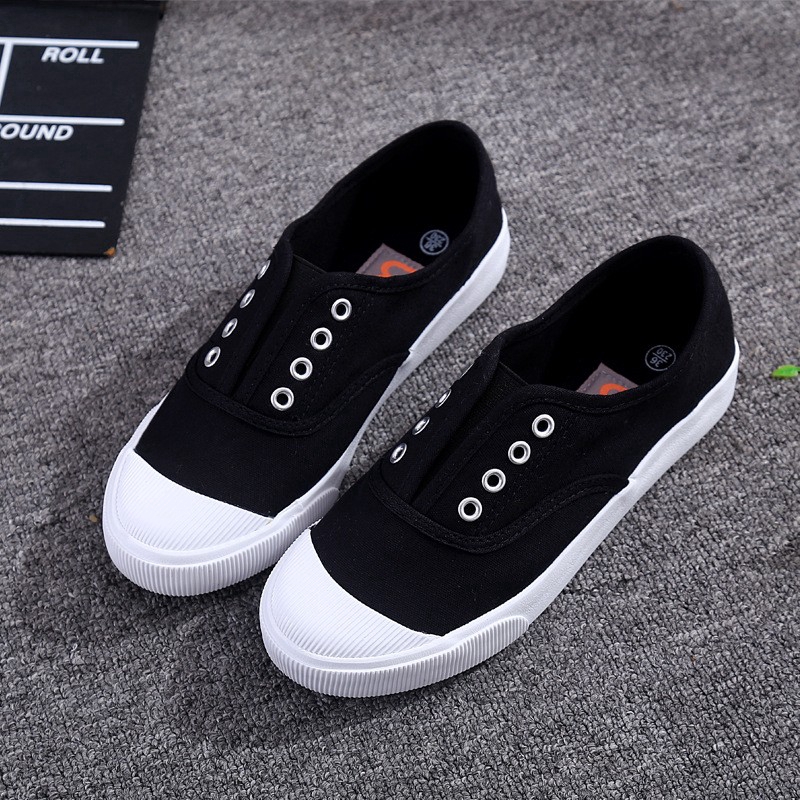 Giày lười canvas Slip-on nữ đế bệt mùa thu