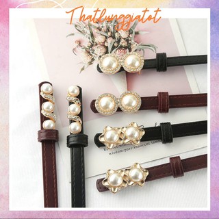Thắt lưng mảnh bản nhỏ đính hạt, belt váy da xinh bản 1.3cm TL408 - Thắt Lưng Giá Tốt