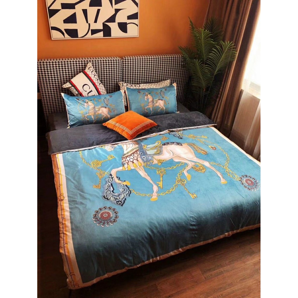 BỘ CHĂN GA GỐI NỈ NHUNG 4 MÓN