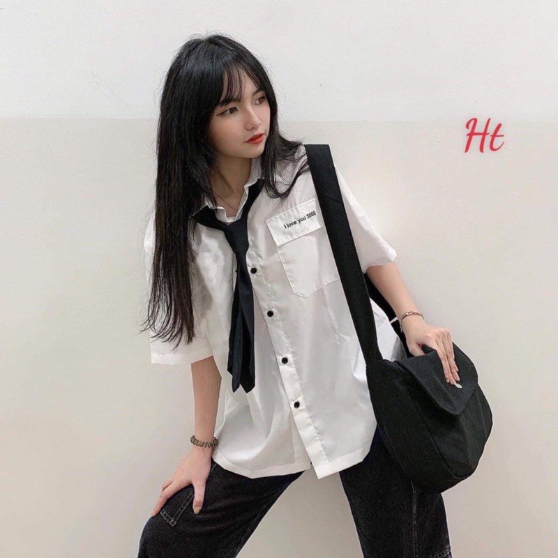 Áo sơ mi nắp túi chữ 3000 H2Q976