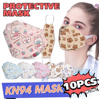 Set 10 Khẩu Trang KF94 4 Lớp Thoáng Khí Chống Bụi Họa Tiết Hoạt Hình Phong Cách Hàn Quốc Dễ Thương Dùng Một Lần Cho Người Lớn