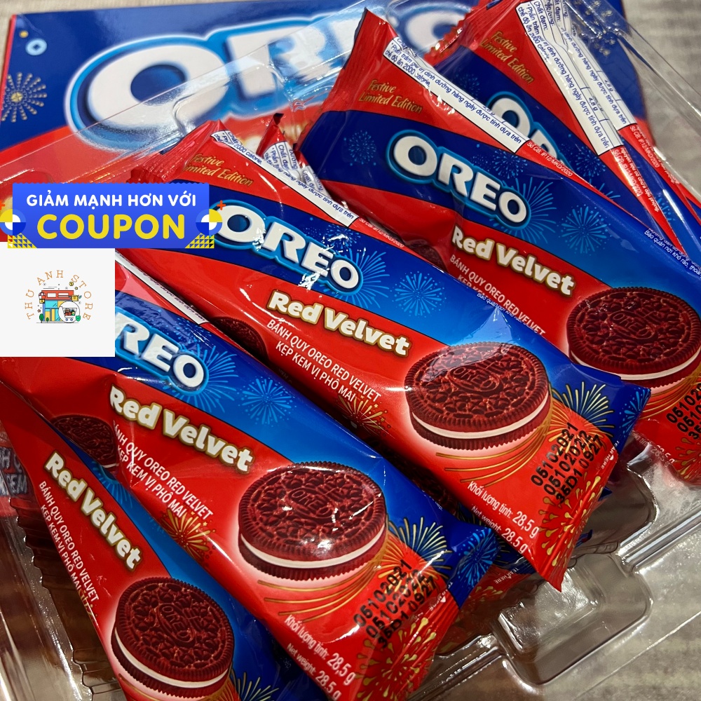 Hộp Bánh quy Oreo Red Velvet vị phô mai 342g Kinhdo phiên bản giới hạn Tết 2022 quà biếu tết