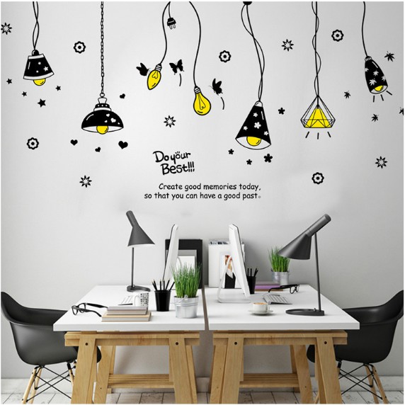 Decal tráng trí Đèn chùm 02 ( 7 bóng )