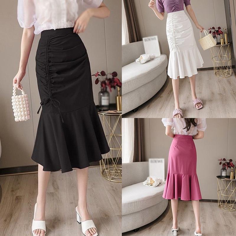 Chân váy đuôi cá cạp cao đơn giản cổ điển Hàn Quốc cho nữ