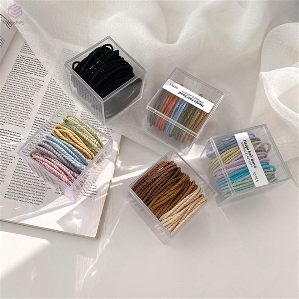 Set 50 Dây Cột Tóc Có Thể Tái Sử Dụng Siêu Bền Cho Nữ
