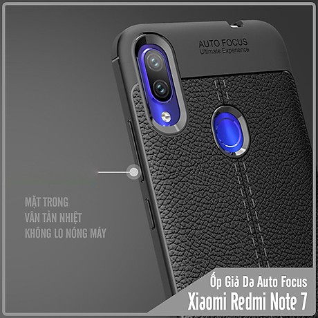 Ốp lưng Redmi note 7/ Redmi note 7 pro/ Redmi note 8 pro Dẻo vân da đen Auto Forcus siêu bền, chống trơn, chống vân tay