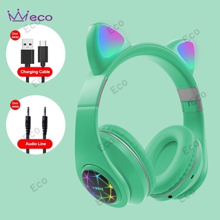 (Hàng Mới Về) Tai Nghe Bluetooth Không Dây Phát Quang Hình Tai Mèo M2 Hỗ Trợ Thẻ Tf Aux