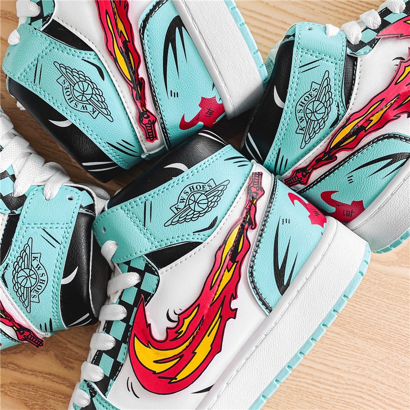 Giày thể thao cổ cao in hình Tanjiro Demon Slayer 2021 thời trang cho nam