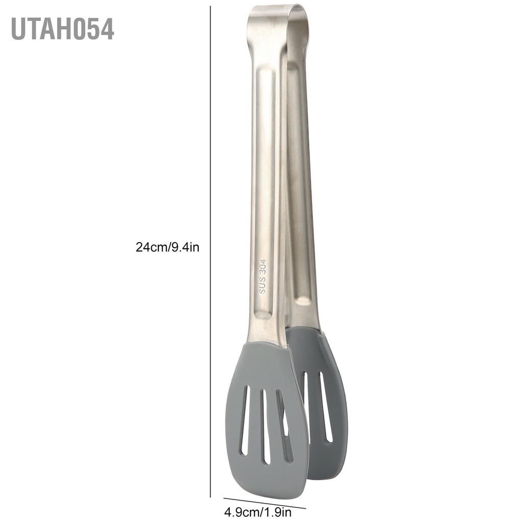 Kẹp gắp thức ăn bằng thép không gỉ và silicone có lớp chống cháy đa năng gắp bánh mì/bít tết/thịt nướng tiện dụng