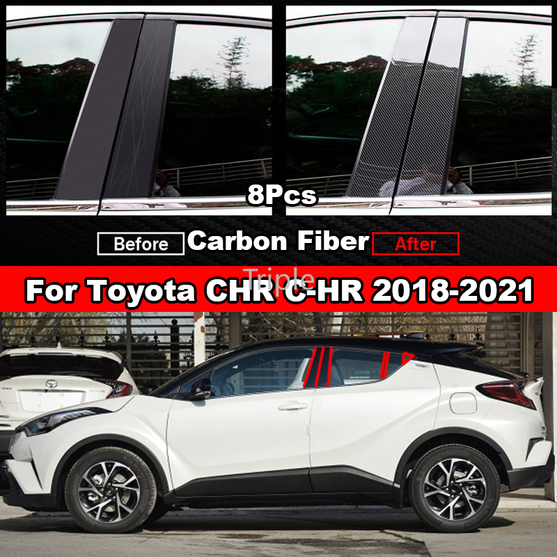 Set 8 Miếng Dán Viền Cửa Sổ Xe Ô Tô Toyota Chr C-Hr 2018 2019 2020 2021