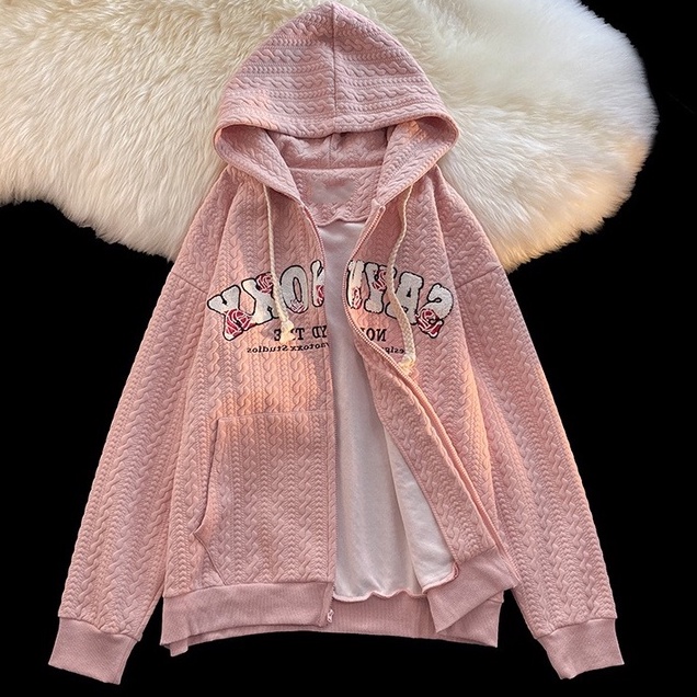 【ZHELIHANGFEI】Áo Hoodie Tay Dài Dáng Rộng Phong Cách Preppy
