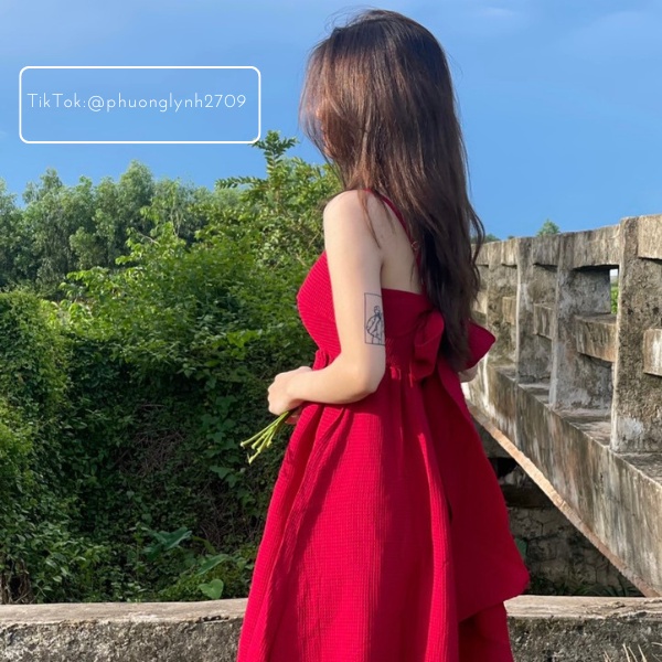 Váy 2 dây dáng dài , đầm babydoll 2 dây , đầm cột nơ lưng chất xốp mềm , đứng form hàng cao cấp PLĐ19