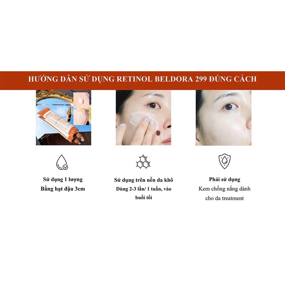 Kem Dưỡng Retinol Trẻ Hoá, Xoá Nếp Nhăn, Căng Bóng Da 0.1/0.3%0.5%1.0% Beldora 299 Prime Retinol Activator 35ml