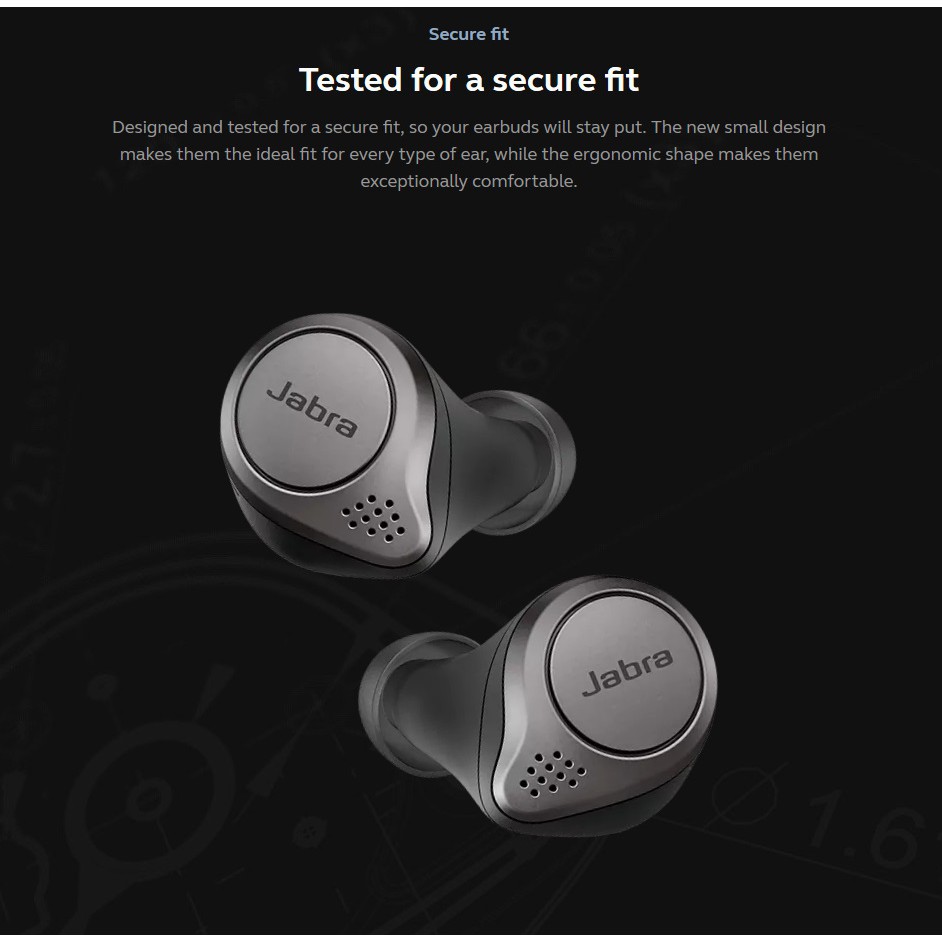 Tai nghe nhét trong Jabra Elite 75t không dây có 4 mic giảm tiếng ồn hỗ trợ Trợ lý Google Alexa Siri kèm hộp sạc