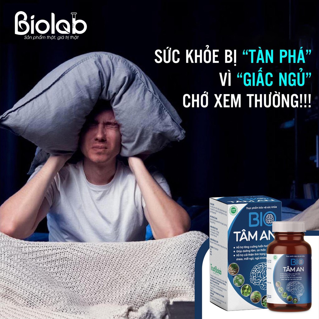 VIên uống bổ não BIO TÂM AN dưỡng tâm an thần, hỗ trợ điều trị mất ngủ, stress, bảo vệ não bộ, hệ thần kinh - WOOGROUP