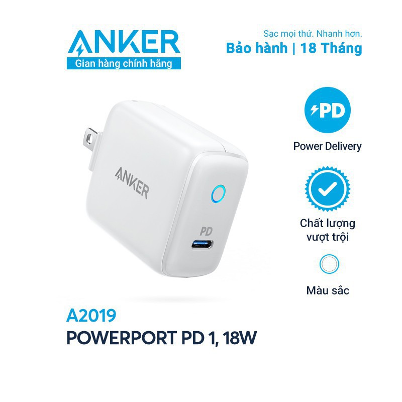 [ Giá siêu rẻ,chính hãng 100% ]   Sạc ANKER PowerPort PD 1 cổng 18w - A2019 - type c