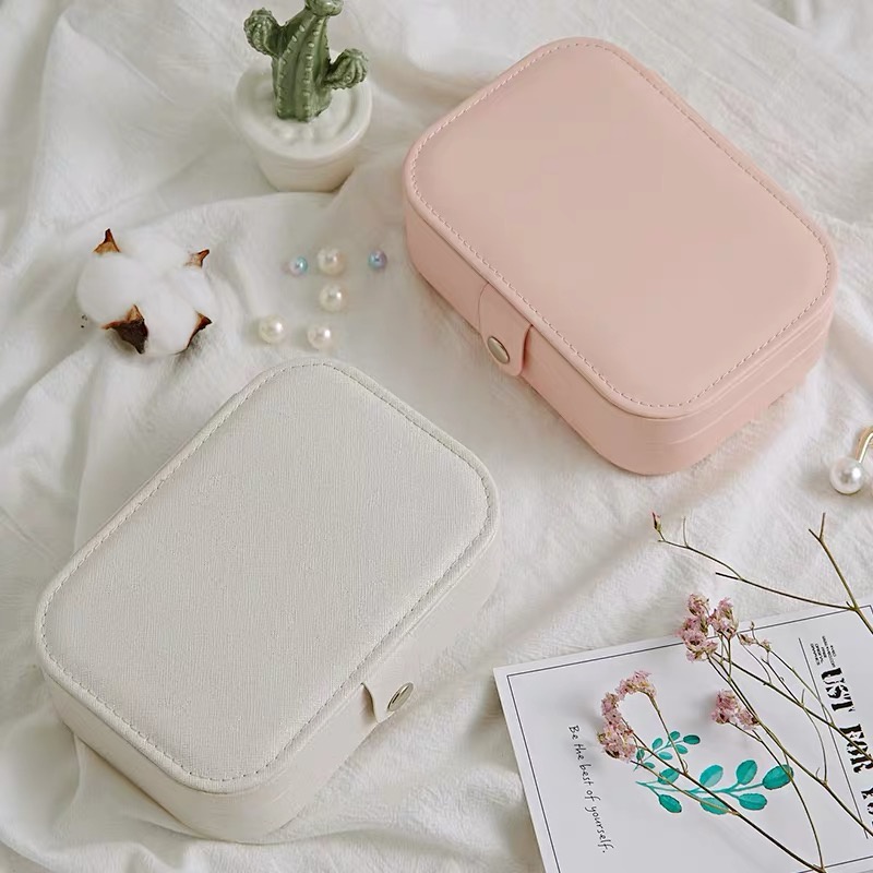 Hộp đựng trang sức bằng da thiết kế đơn giản phong cách Hàn Quốc