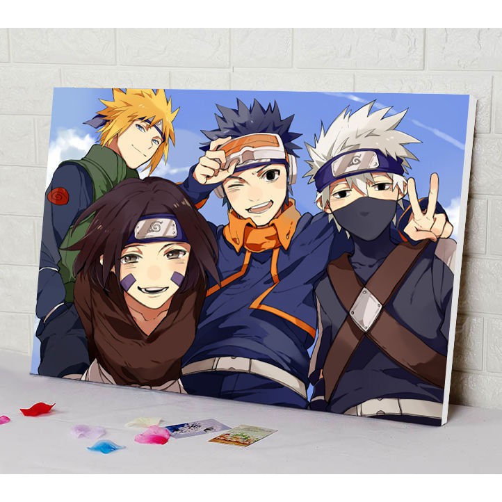 [ Hàng có Sẵn] Tranh Sơn Dầu Số Hoá Tự Tô DIY đã căng khung khổ 40x50cm  Hình Naruto itachi. sasuke, KONOHA