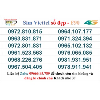 Sim Viettel đầu 09 số đẹp giá rẻ 37