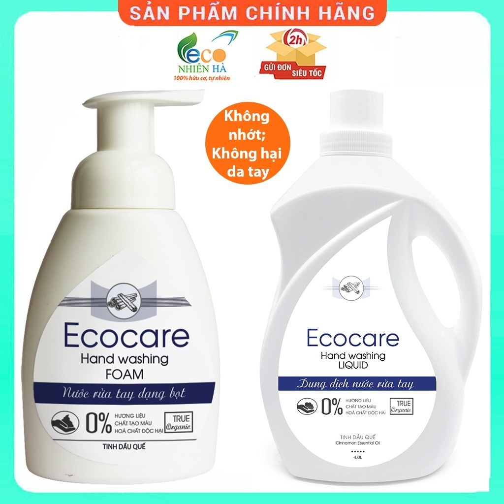 Nước rửa tay ECOCARE tinh dầu quế hữu cơ, nước rửa tay diệt khuẩn dạng bọt, không khô tay