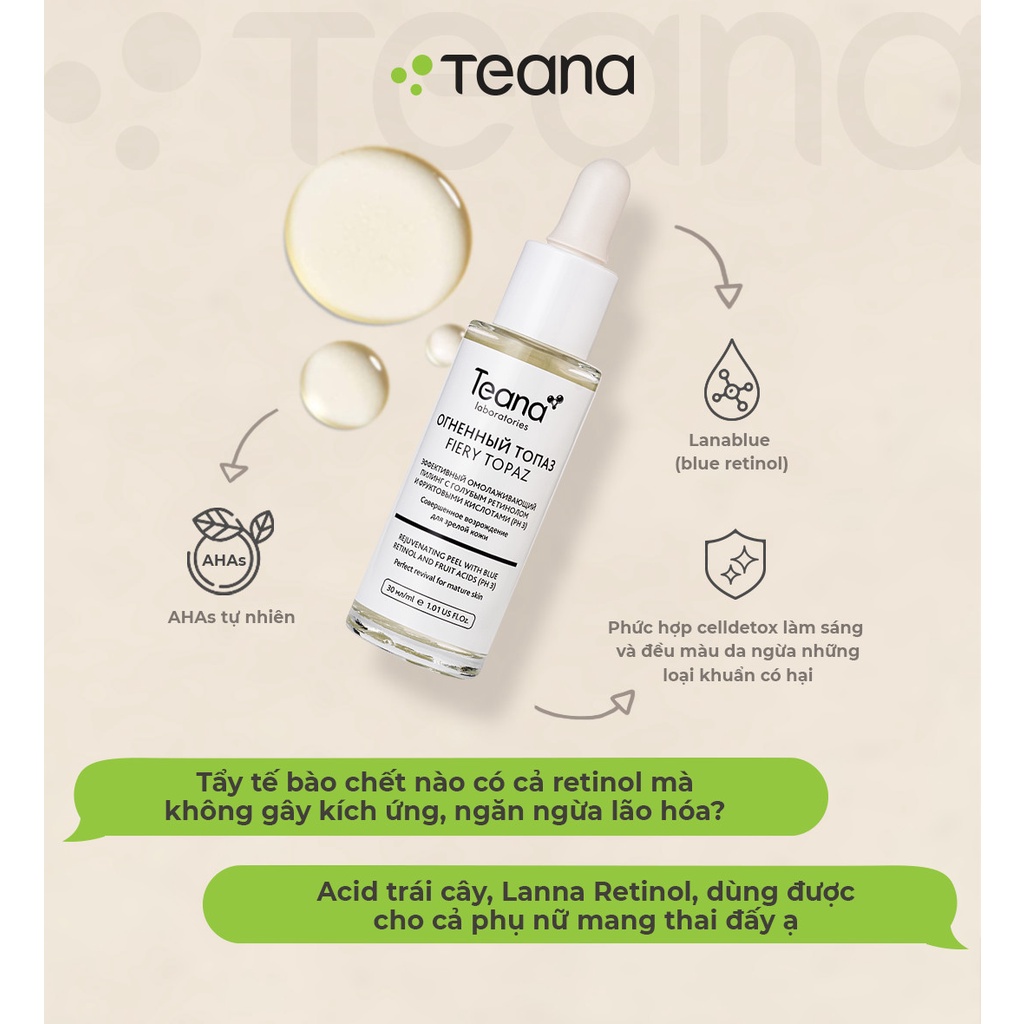 Serum Teana Blue Retinol Peel Da Căng Bóng Giảm Mụn, Làm Săn Chắc Mờ Thâm Nám Sẹo Và Trẻ Hoá Da 30ml