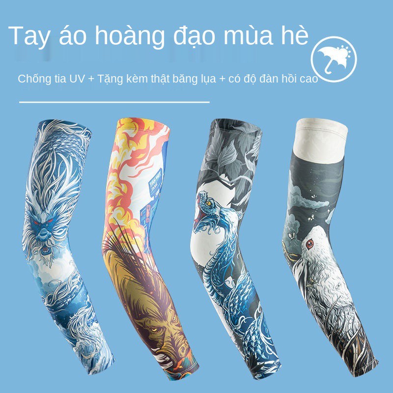 áo chống nắng mùa hè băng lụa dành cho nam Thể thao bảo vệ cánh tay, xã hội, tay băng, hình xăm kiểu Trung Quốc,