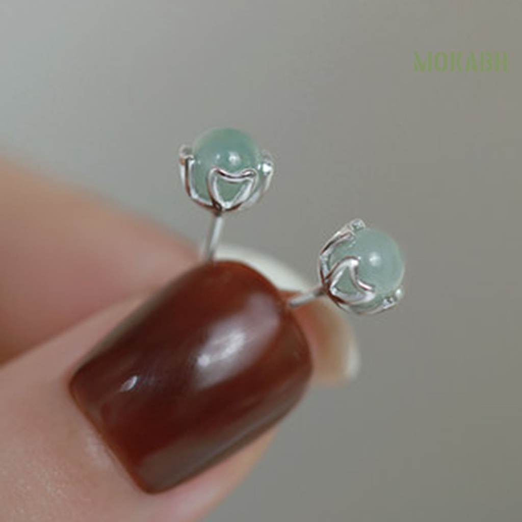 1 Đôi Bông Tai Đính Đá Ngọc Bích Giả Thời Trang Dành Cho Nữ