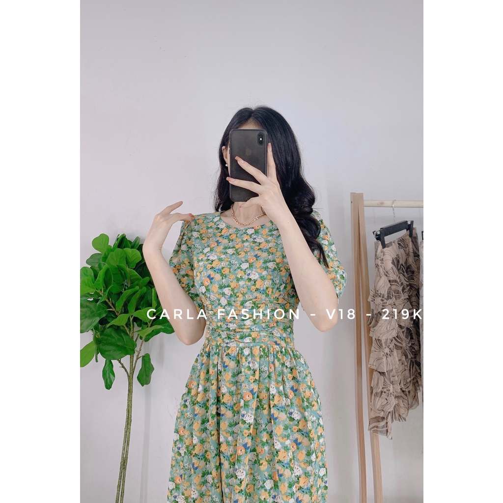 Váy hoa nhí nhún eo vintage CARLA _V18 | BigBuy360 - bigbuy360.vn